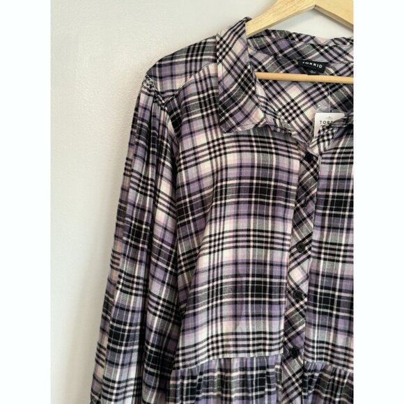 Torrid Womens Brushed Acrylic Flannel Tie Back Button Up Tunic Size 5X Country - Picture 5 of 12